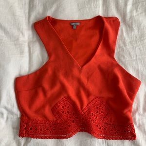 Red crop top shirt
